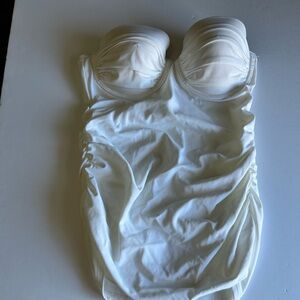 Victoria's Secret Cream Strapless Ruched One-Piece Swimsuit